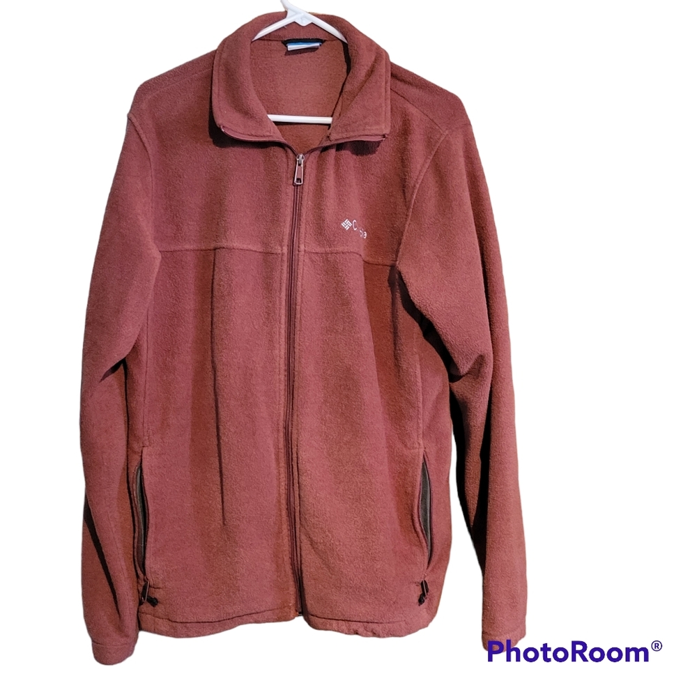 Mens Columbia Fleece Full Zip Jacket Large-Rust